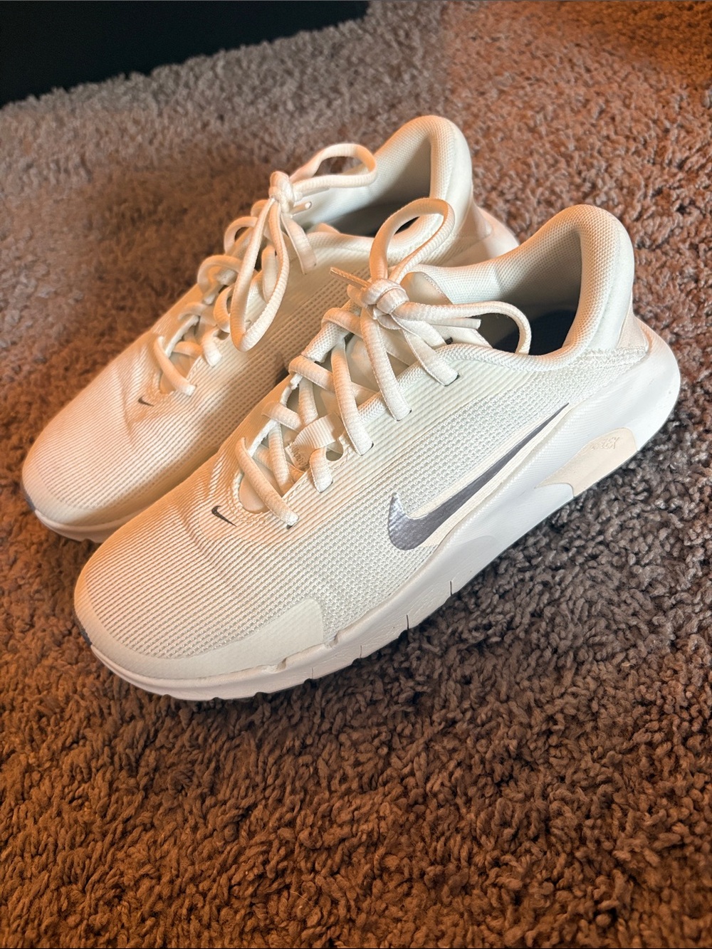 Nike Off-White/Light Cream Sneakers with Silver Swoosh